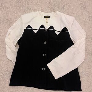 Vintage Black and White Button-Up Jacket